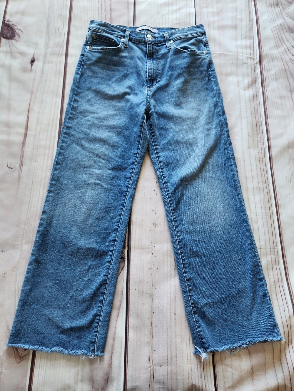 Joe's Jeans Wide Leg High Waist Raw Hem Cropped Jeans Blue, Women's Size 29 - Picture 2 of 9